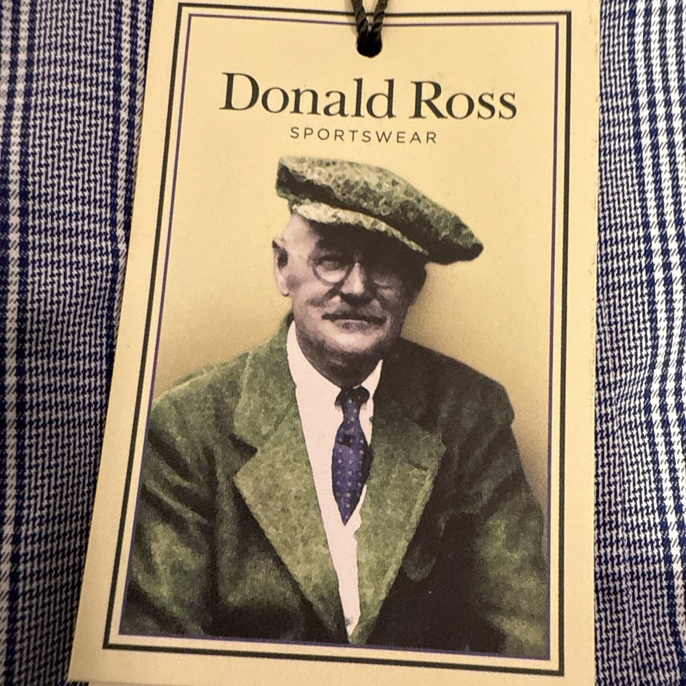 GOLF SHIRT MENS LARGE Donald Ross Sportswear L/S Checkered Wicking Blue NWT Golf
